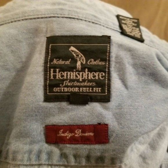 Hemisphere Indigo Denim full fit Shirt LG - Picture 7 of 7